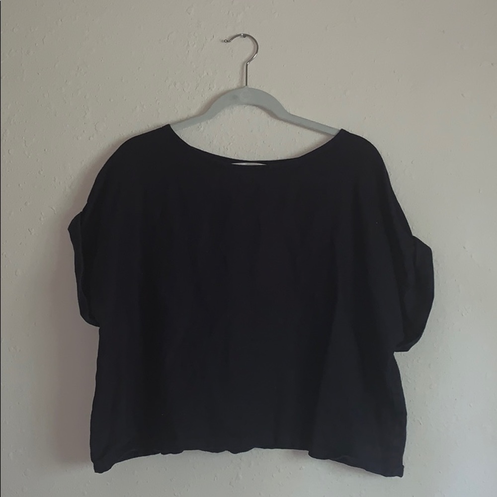 Dark navy denim oversized crop top